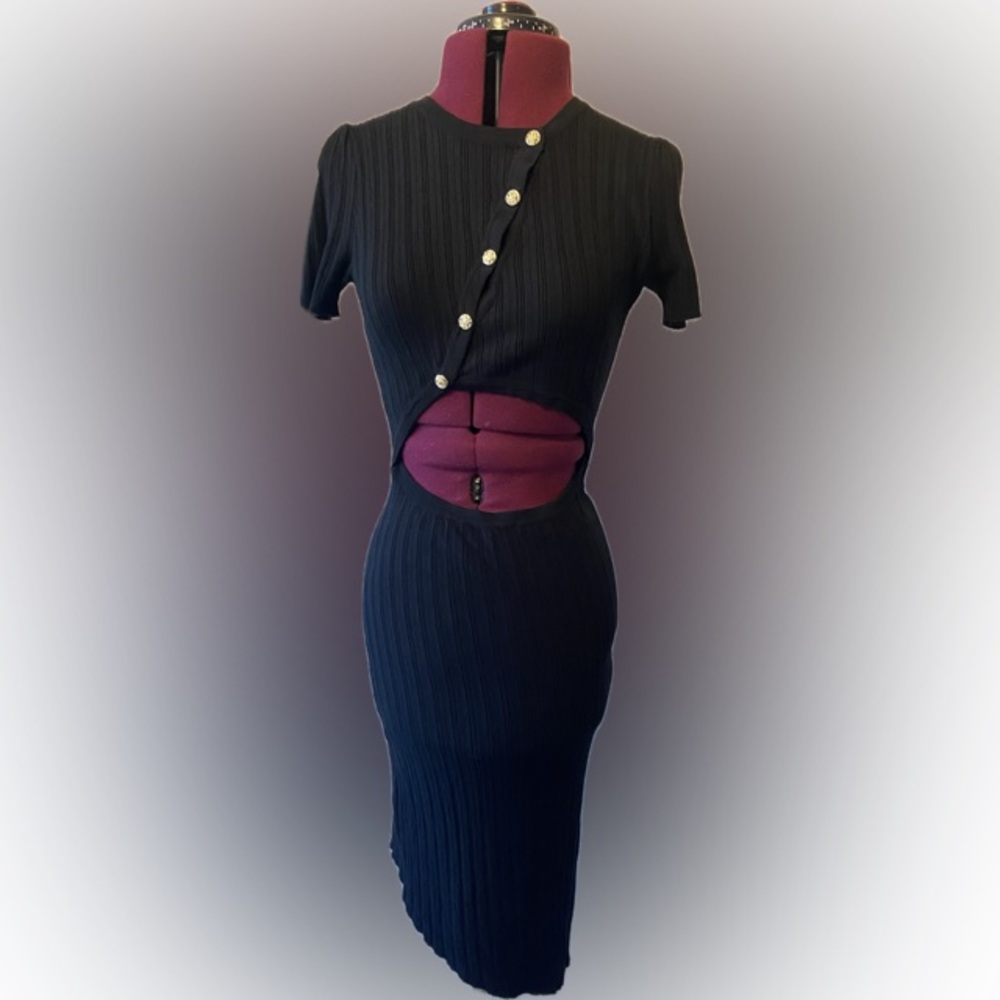 Cider Black Cutout Dress Small NWT - Picture 3 of 13